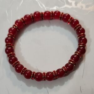 Handmade Red Carnelian Beaded Bracelet